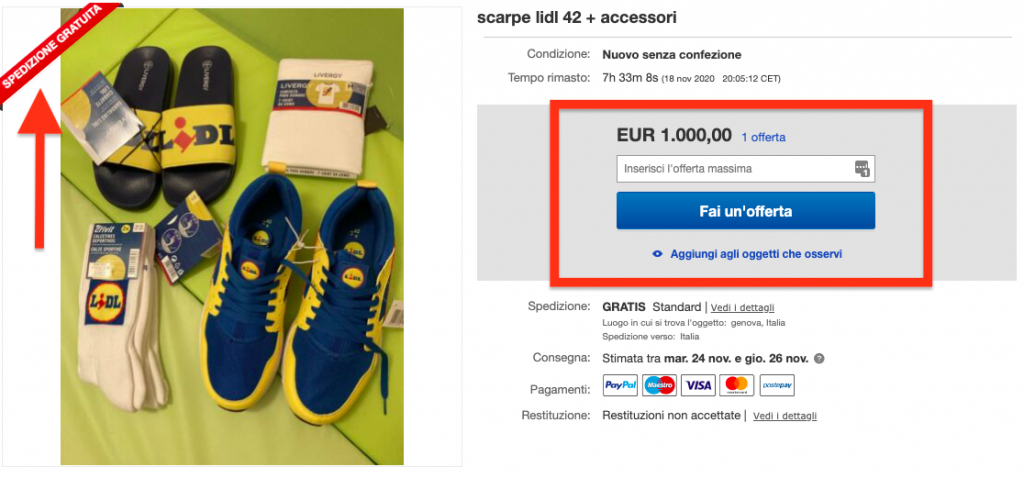 scarpe lidl mille euro